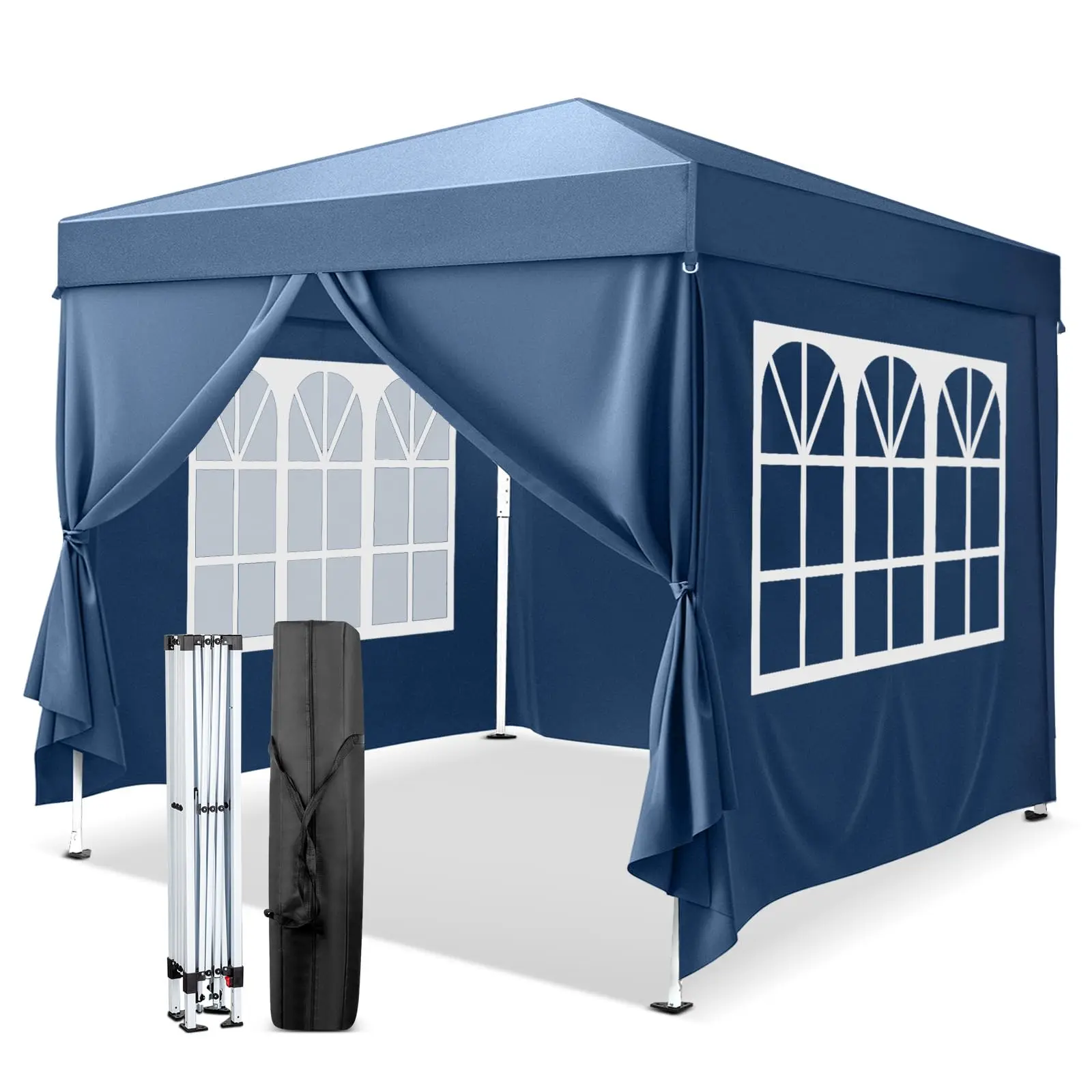 10x10ft EZ Pop Up Canopy - Portable Folding Patio Outdoor Tent Backyard, Waterproof Instant Canopy with 4 Sidewalls for Outdoor Party, Wedding Events, Patio Canopy