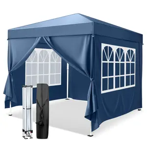 10x10ft Ez Pop Up Canopy, Portable Instant Canopy Tent with 4 SideWalls for Outdoor Events, Party, Wedding, Birthday,Graduation waterproof backyard blue