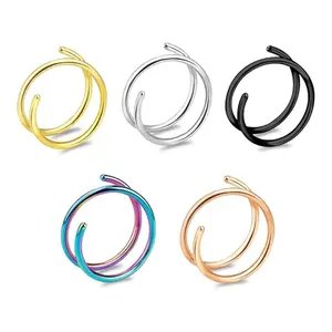 2-36 Pcs 20G Double Hoop Nose Ring for Single Piercing Nose Rings Hoops Double Nose Rings for Women Nose Ring Hoop for Women Nose Piercing Jewelry