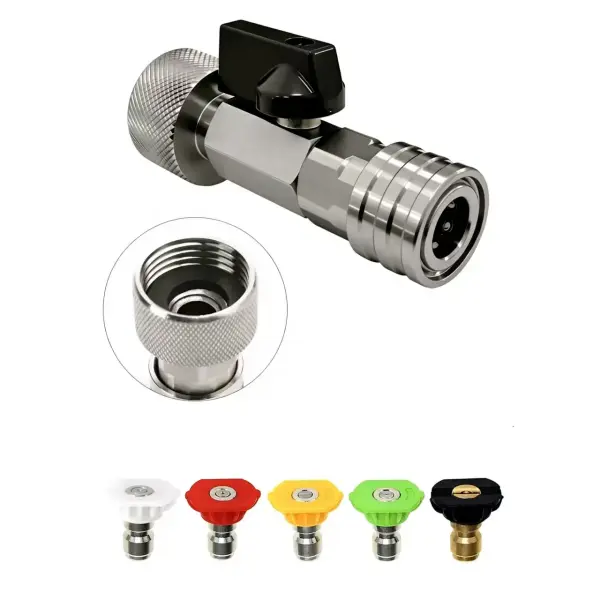 3/4" GHT to 1/4" Quick Connect Adapter, Garden Hose to Mini Power Washer Converter, Leak-Proof Hose Fitting for Car Washing & Outdoor Cleaning