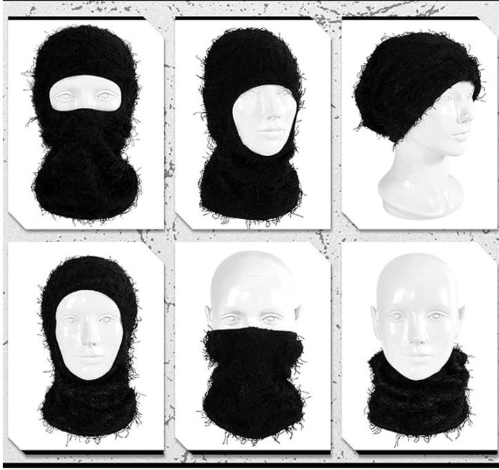 Solid Color Fuzzy Balaclava Mask Warm Windproof Thermal Ski Mask Full Face Cover for Winter Sports Outdoor Knit Headgear for Men Women