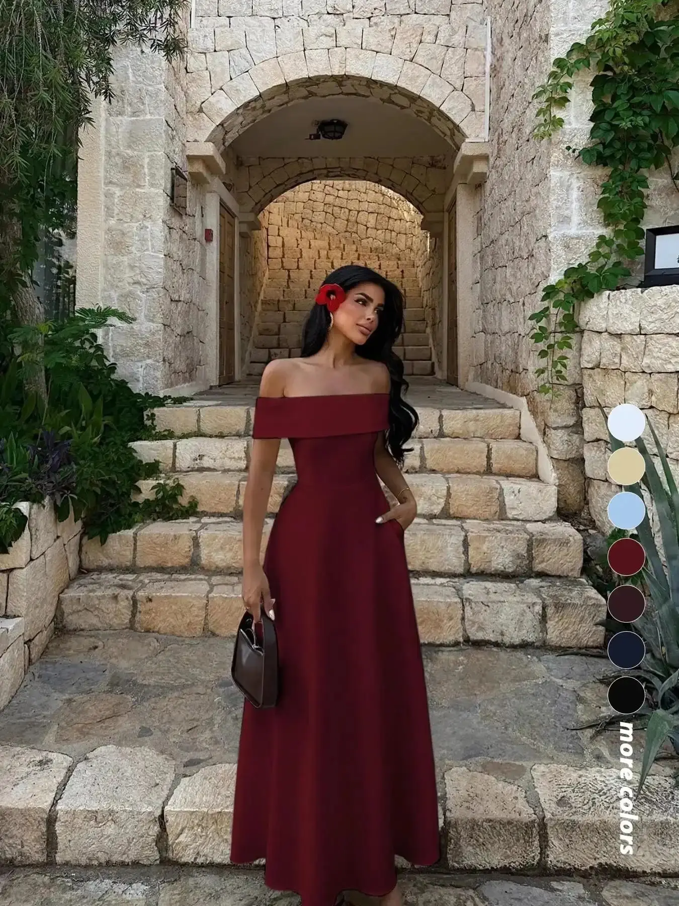 Essential Elegant Chic Off-Shoulder Fitted Dress, Simple and Classic Formal Party Wear, Women's Stylish Evening Prom Gown for Special Occasions, Womenswear, elegant silhouette, timeless appeal, graceful flow
