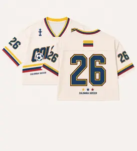 Retro Varsity Crop Jersey – Blue Gold Mesh Streetwear Top – Vintage Athletic Cropped Tee