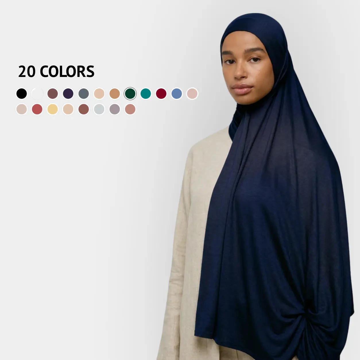 Voile Chic Luxury Jersey Hijab for Muslim Women - Premium Soft Stretch Lightweight Head Scarf, Breathable Full Coverage Everyday Modest Hijab with Long Lasting Comfort, Made in Turkey, 75" x 23.5"