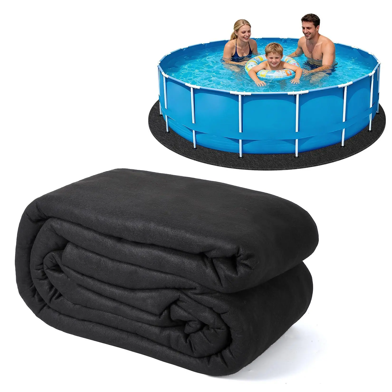 30ft Non-Woven Pool Liner Pad, Heavy Duty Geotextile Fabric for Above Ground Pools, Puncture & Weed Barrier, Eco-Friendly, Multiple Sizes for Round