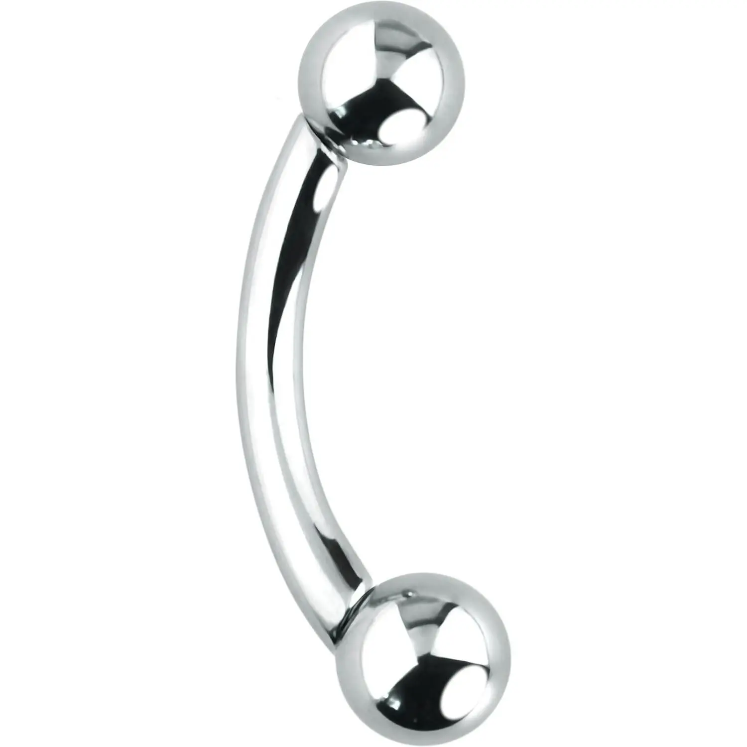 Curved Barbell Piercing Jewelry - 00GA-16GA Silver Eyebrow, Snake Eye, Frog Eye, Tongue & Belly Rings for Women (6/14mm Bar, 3/12mm Balls).