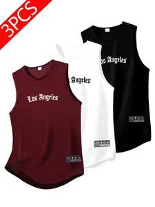 Men's Quick-Dry Sports Tank Top, New Letter Sleeveless T-Shirt, Summer Fashion, Gym Wear, Athletic Wear, Breathable and Comfortable, Ideal for Running, Sporty Tank Top