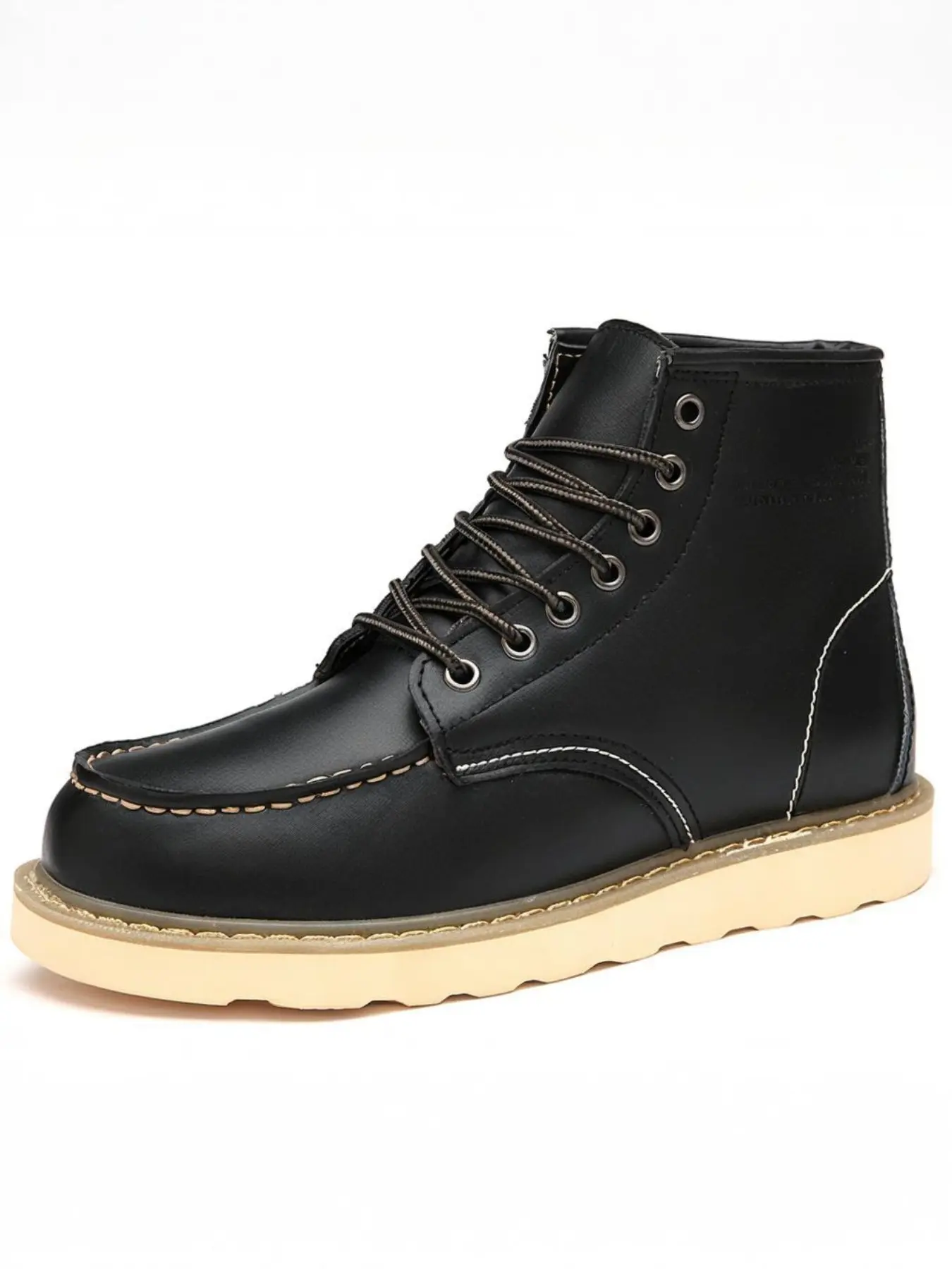 Men's Leather Work Boots, Stylish Lace-Up Design for Urban Style & Outdoor Adventures, Durable and Fashionable Footwear, Versatile Work Shoes