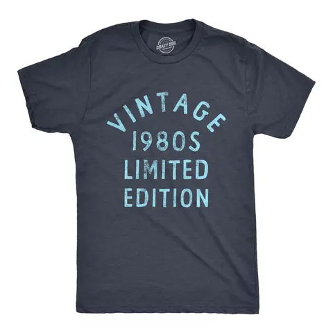 Mens Vintage 1980s Limited Edition T Shirt Funny Cool 1980 Theme Classic Tee for Guys Mens Funny T Shirts Cool Vintage Graphic Tees Funny Vintage Short Sleeve Novelty Tees for Guys Navy