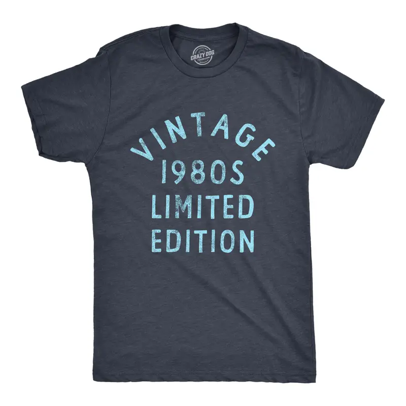 Mens Vintage 1980s Limited Edition T Shirt Funny Cool 1980 Theme Classic Tee for Guys Mens Funny T Shirts Cool Vintage Graphic Tees Funny Vintage Short Sleeve Novelty Tees for Guys Navy