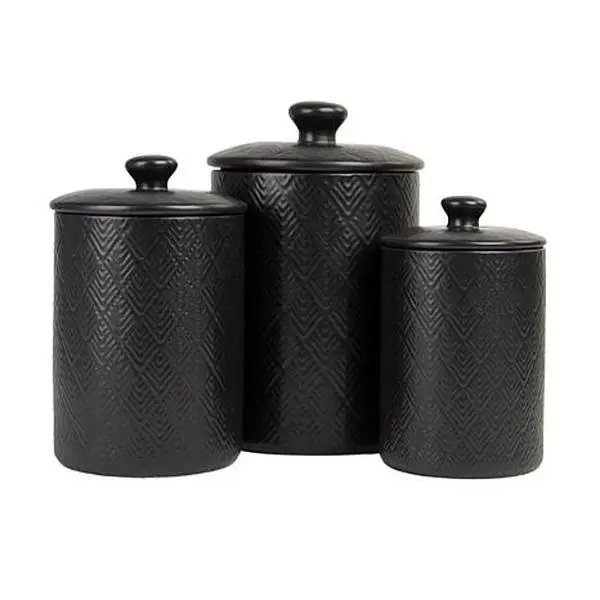 10 Strawberry Street Marquis Canister Set, Matte Black - 3 Piece 10 Strawberry Street Marquis Canister Set, Matte Black - 3 Piece
