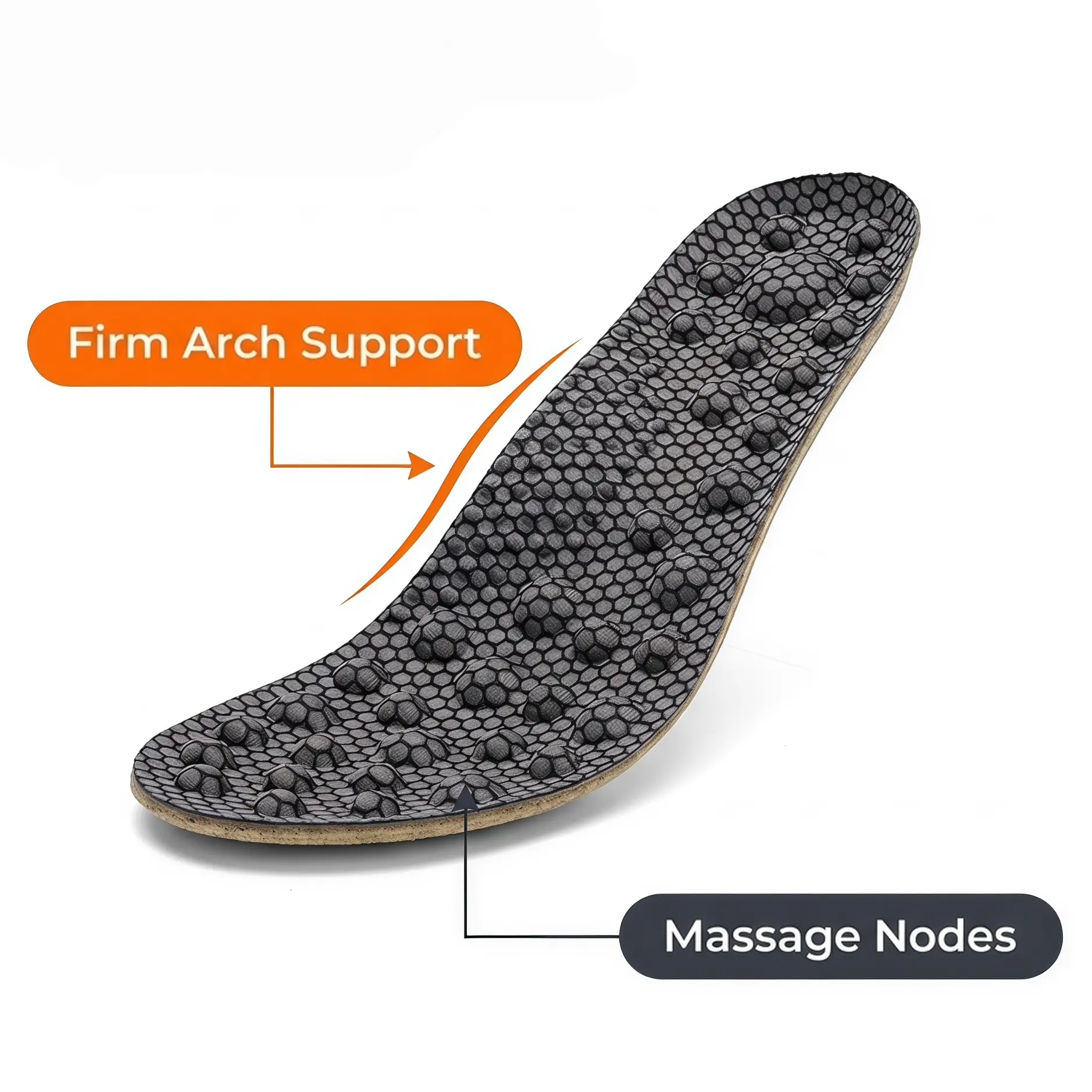 Acupressure Massage Insoles - Natural Rubber Arch Support Insoles, 4D Deep Tissue Massager for Plantar Fasciitis Pain Relief, Odor-Resistant, Antibacterial, Shock-Absorbent, All-Day Standing Comfort
