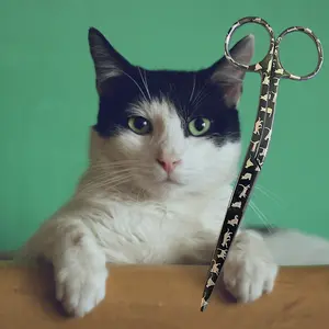 Vettechstuff Black Cat engraved Bandage Scissors for Veterinary Technicians