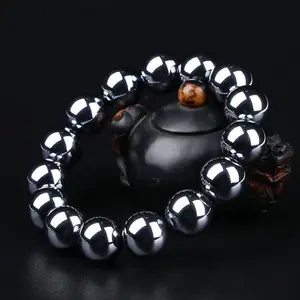 Natural Energy Black Hematite Single Ring Bracelet Unisex Unique Natural Materials Stylish Accessory  Item