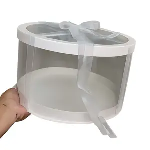 Clear Cylinder Cake Box with Ribbon – Fits 10” Board / 11” Cake – 7” Tall