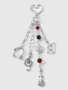 Y2K Trend Fashion Music Festival Series Chain Electric Guitar Piano Key Heart Box DIY Keychain Bag Pendant, College Punk Sweet Cool Style