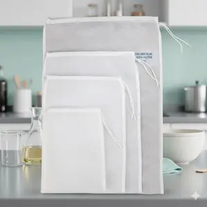 Multi-Size Reusable Filter Bags for Home Brewing Beer, Nut Milk, Coffee, Tea. Durable, Heat-Resistant, Easy Clean, Anti-Mildew Mesh Bags. 100/200/300 Mesh Options for Fermenting & Juicing.