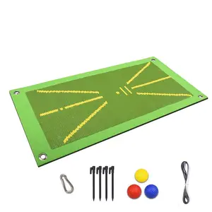 Golf Swing Training Tool, 4 Counts Ground Spike & 3 Counts Golf Ball & 1 Count Golf Training Mat & 1 Count Carabiner, Golf Training Auxiliary Tool