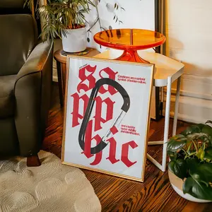 Lesbian Queer Wall Art Carabiner Poster, Sapphic WLW Print, Dyke Pride Vintage Decor