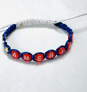 Independence Day Macrame Bracelets, July 4th Jewelry Accessories for Men and Women, Non Stretch Bracelets