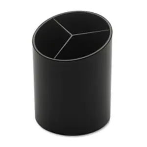 Business Source  Large Pencil Cup- 3 Compartments- 3 in. x 3 in. x 4.13 in.- Black
