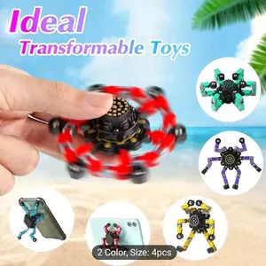 Transformable Chain Robot DIY Deformation Mechanical Spinners - Pack of 4 - Funny & Fidget Toys for Party, Birthday, Christmas Gift