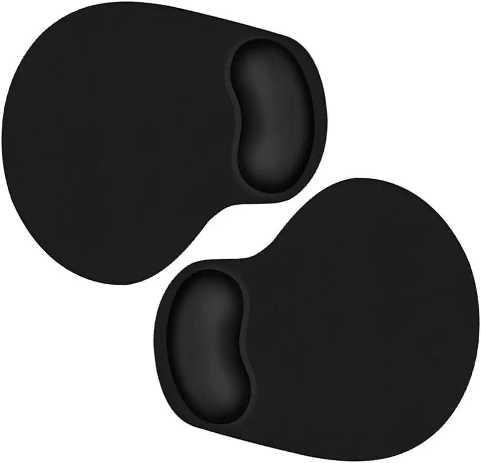 Ergonomic Mouse Pads with Gel Wrist Rest 2 Pack, Portable Small Black | Upgraded Design Smooth Surface, Non-Slip