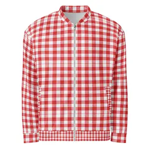 Red Gingham All-Over Print Bomber Jacket – Women's Fleece-Lined Streetwear | ViNTELNY