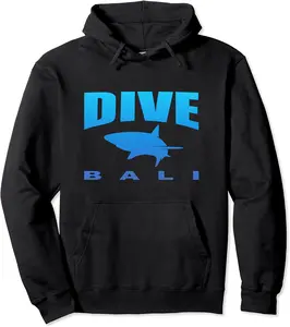 Dive Bali with Shark, Scuba Diving at Bali (Blue) Pullover Hoodie - Katiareg Shop 64B0CVXFJ4JV
