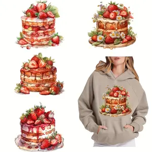 6 Pcs Strawberry Watercolor DTF Transfer Stickers Craft Embellishments Washer Safe Heat Press for DIY T Shirts Masks Jeans Backpacks