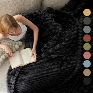 Ultra Soft Solid Microfiber Striped Throw Blanket with Classic Stripe Pattern for Cozy Comfort & Enhanced Durability for Stress & Anxiety Swaddle the Pet, and Christmas Gifts