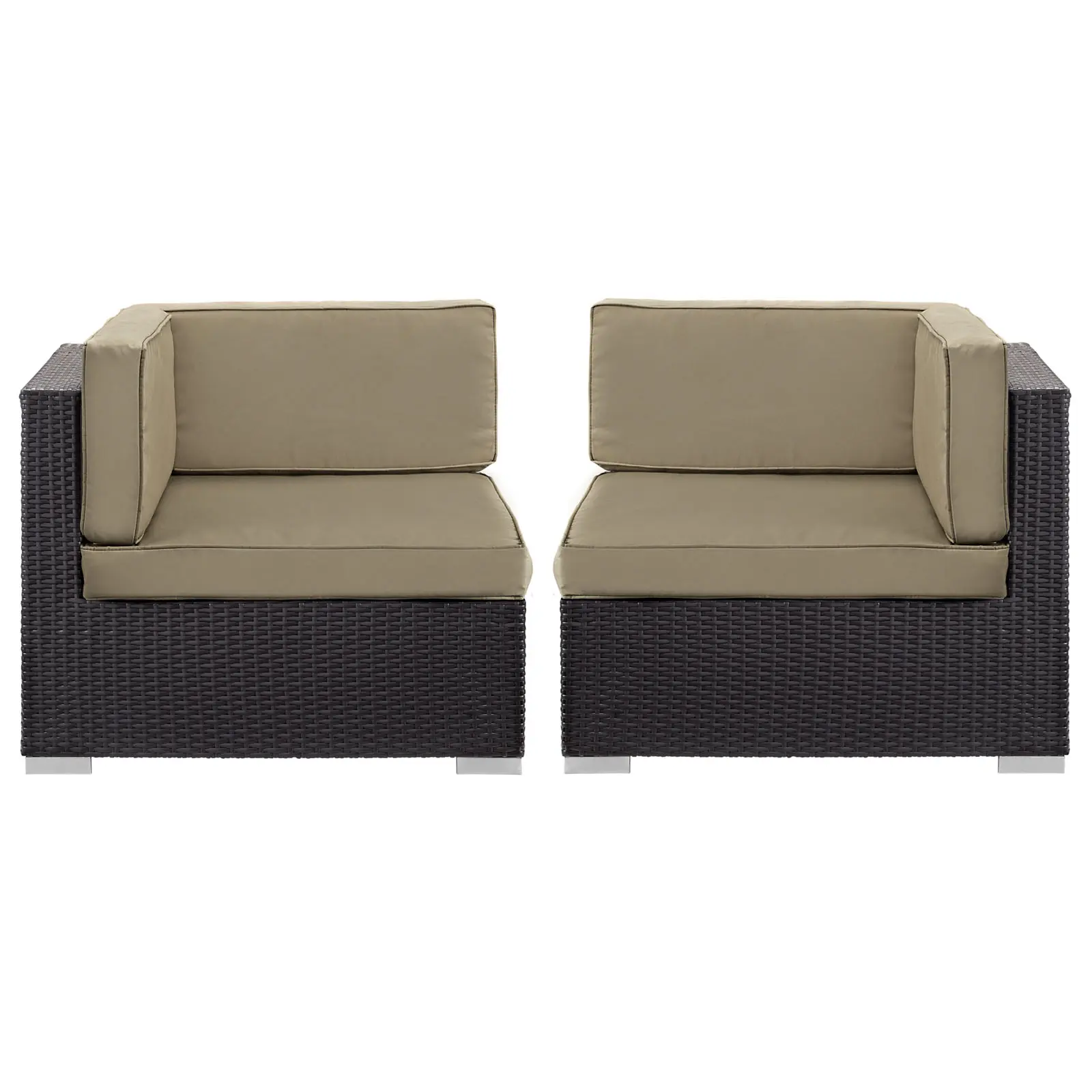 Modway Gather Corner Sectional Outdoor Patio Set of Two in Espresso Mocha