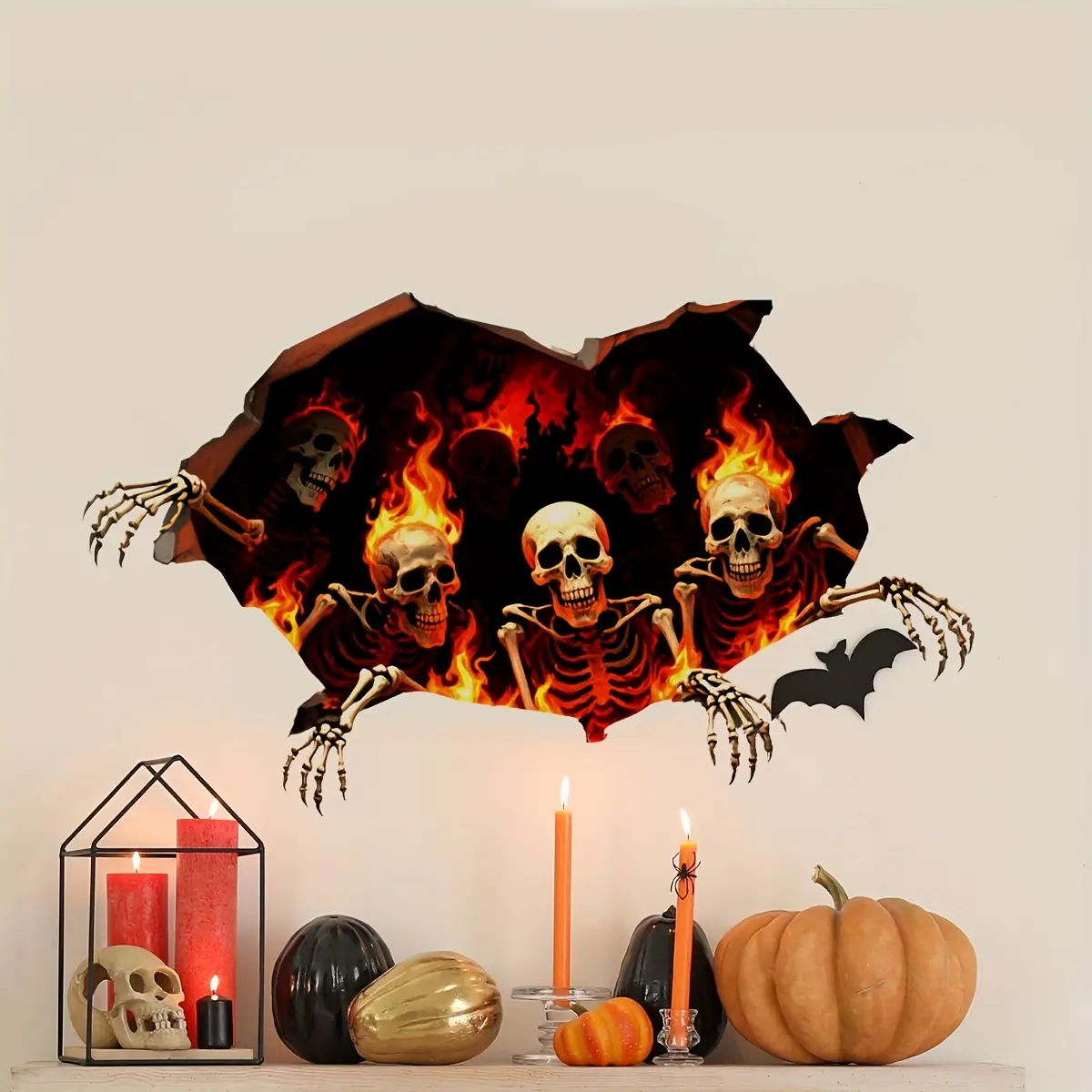 A (30*60cm) holey skull Halloween decorative wall sticker for living room, bedroom and home background decoration B18524-KR