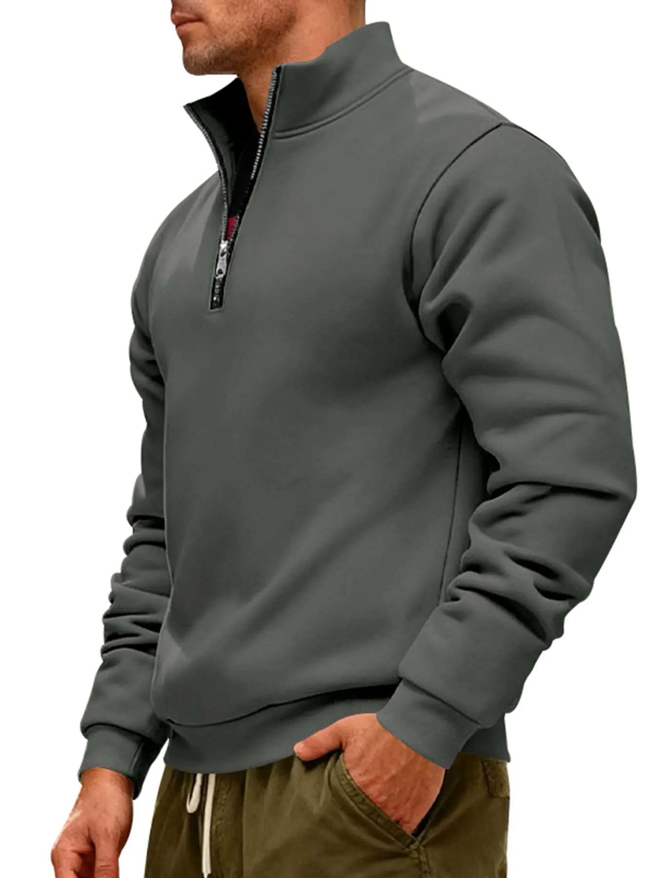 Men's Winter Fleece Lined Hoodie, Casual Hoodie, Thick Heavyweight Loose Fit Outdoor Sportswear, Casual Activewear, Athletic Sweatshirts, Half Zip Stand Collar Pullover Sweatshirt, Athletic Hoodie, Athletic Apparel