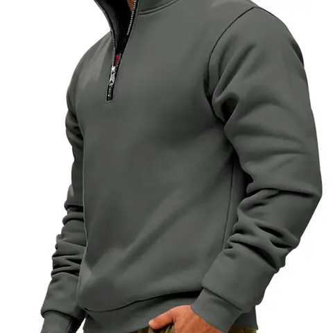 Men's Winter Fleece Lined Hoodie, Casual Hoodie, Thick Heavyweight Loose Fit Outdoor Sportswear, Casual Activewear, Athletic Fashion Activewear, Athletic Sweatshirts, Half Zip Stand Collar Pullover Sweatshirt, Athletic Hoodie, Athletic Apparel
