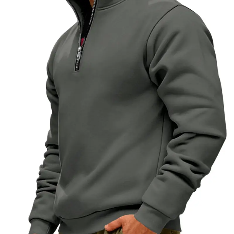 Men's Winter Fleece Lined Hoodie, Casual Hoodie, Thick Heavyweight Loose Fit Outdoor Sportswear, Casual Activewear, Athletic Fashion Activewear, Athletic Sweatshirts, Half Zip Stand Collar Pullover Sweatshirt, Athletic Hoodie, Athletic Apparel