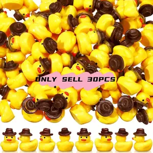 30 Mini Resin Cowboy Duck Statues, Garden Sculptures Statues, Perfect for DIY Garden Decor, Yard Decoration, Aquarium Ornament, Party Decoration