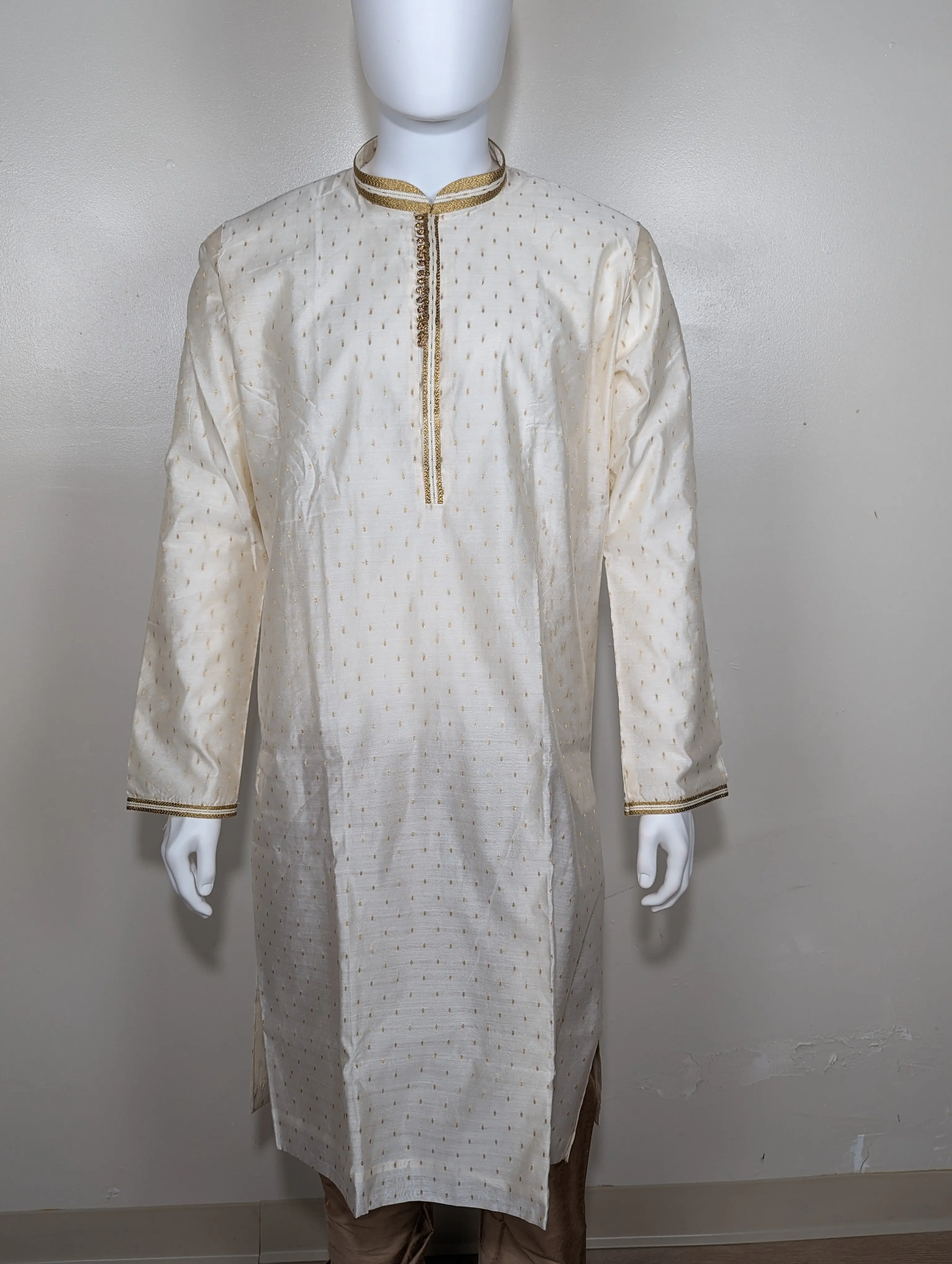 Men's small printed kurta set - Cream