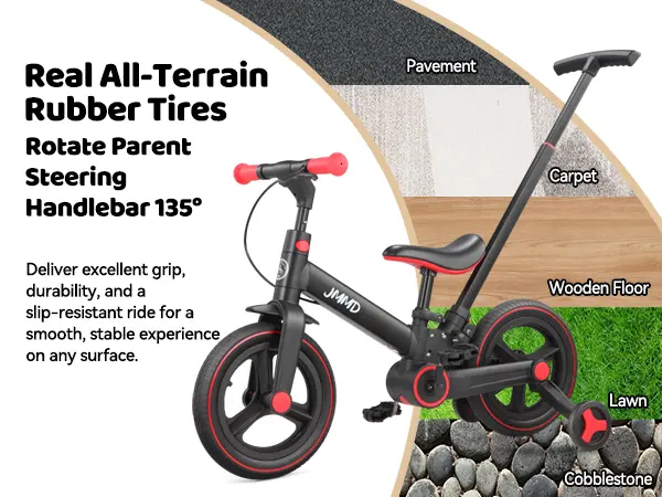 Product Introduction of 【ChristmasGifts】JMMD Multi-Functional 6-in-1 Toddler Bike for 18-60M Baby Balance Bike with Training Wheels, Pedals & Push Handle | Ride-On Toy with Brakes & Kickstand | First Birthday Gift for Baby Boys & Girls 11