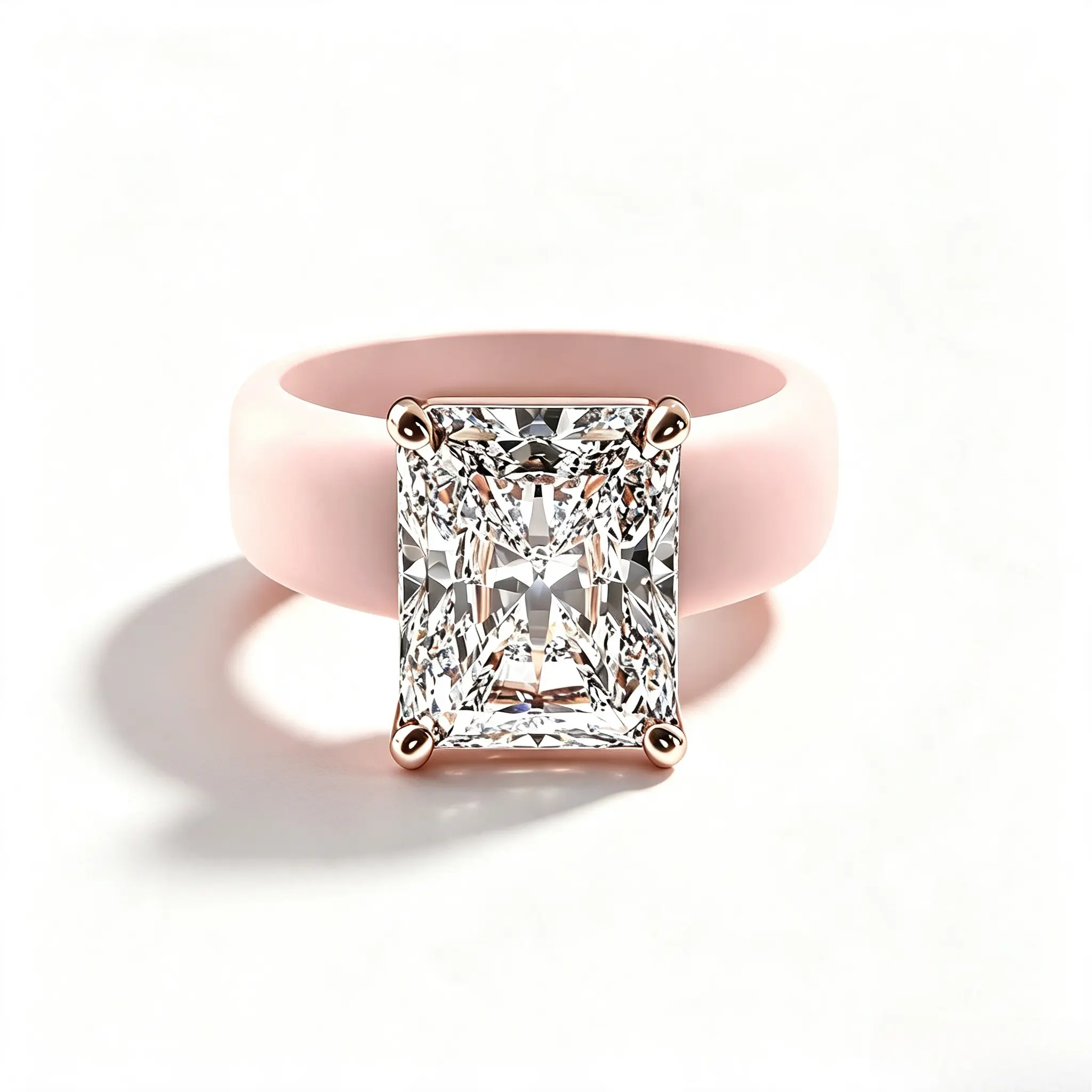 Women’s Square CZ Silicone Ring, Rose Gold Prong Setting, Comfort Flexible Silicone Band, Statement Wedding Band Alternative, Daily Wear Fashion Ring, Gift for Her