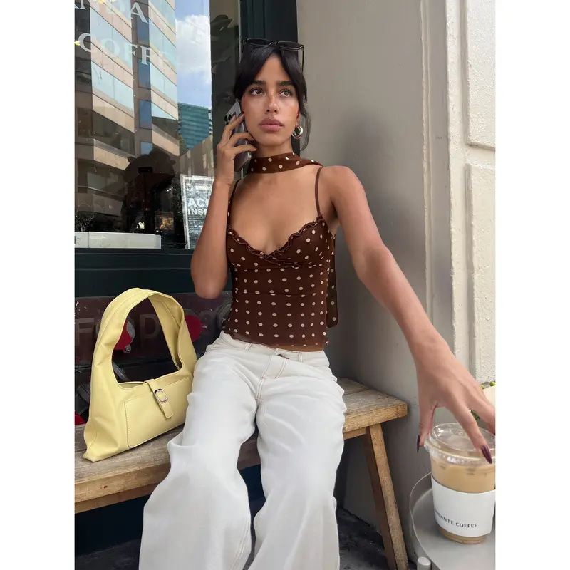 brown polka dot scarf top - TikTok Shop