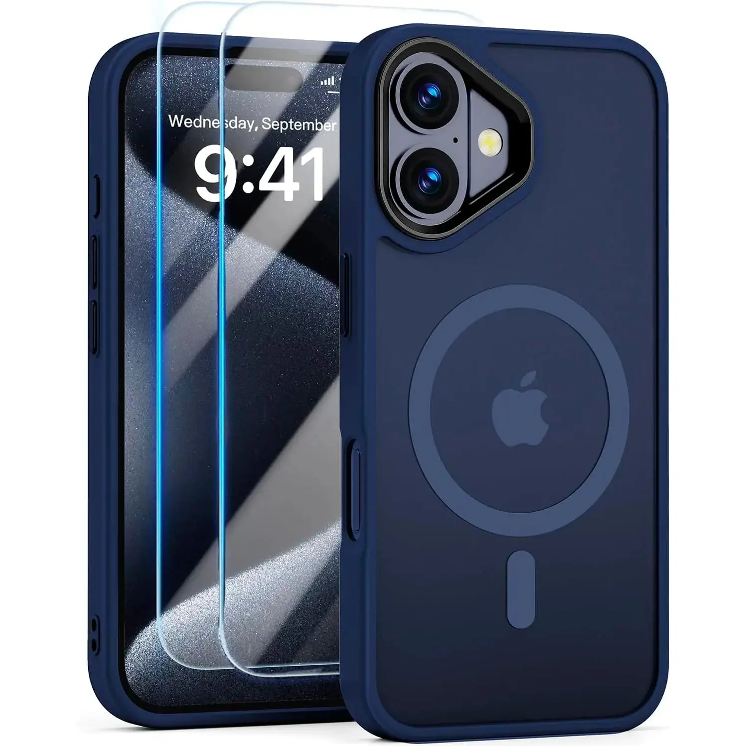 Entronix Apple iPhone 16 Plus [Magnetic-Compatible] Clear Case & 2 Tempered Glass Screen Protectors Wireless Metallic Cellphone Smartphone
