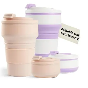 Foldable Travel Cup 1/2pcs Capacity, Leak-Proof Silicone Coffee Mug, Suitable for Hot and Cold Drinks, Camping and Hiking, BPA-Free, 500ML