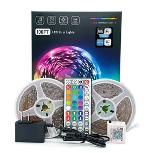 100FT 50FT WiFi Led Strip Lights Smart Led Light Strip  app controls music sync color changing RGB lights timed switch suitable for bedroom home decoration party games