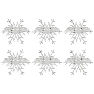 6 Pieces Snowflake Napkin Rings Christmas Snowflake Napkin Holder Rings for Christmas Holiday Table Decoration (Silver)