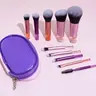 10pcs Portable ON THE GO Makeup Brush Set,   Easy-taken Mini Full Complete Function Cosmetic Brushes Kit with Brush Pouch (colorful)