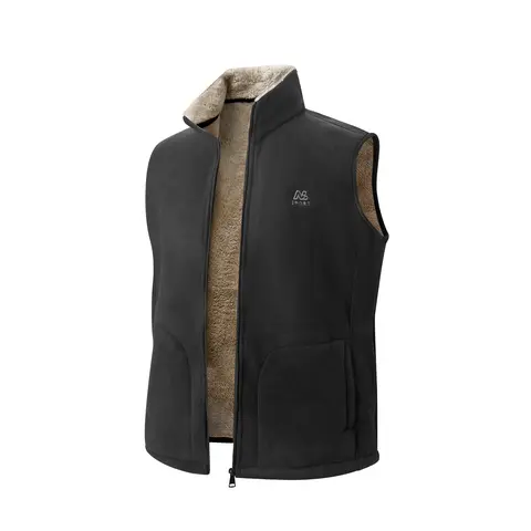 Men's Winter Outdoor Sleeveless Padded Gilet - Fleece-Lined, Embroidered Chest, Zip Front, Knitted Turtleneck Top for Outdoor Activities, Casual Wear