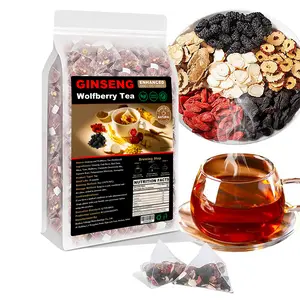 Ginseng Wolfberry Tea - 20 Herbal Bags for Men & Women, Traditional Healthy Kidney Cleansing Tea, Boosts Immunity, No Caffeine Crash Beverage Natural