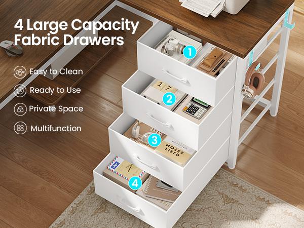 SEDETA 67 Inch U Shaped Desk with 4 Fabric Drawers Reversible Corner Computer Desk with Power Outlet CPU Shelf L Shaped Office Desk with Pegboard SEDETA 67 Inch U Shaped Desk with 4 Fabric Drawers Reversible Corner Computer Desk with Power Outlet CPU Shelf L Shaped Office Desk with Pegboard