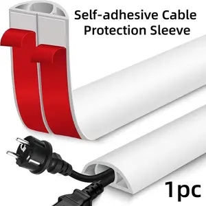 1pc 3Meters Flexible Self-adhesive Cable Protection Sleeve, Self-Adhesive Curved Wire Cover for Floor Wiring, Suitable for Home Use to Prevent Tripping 